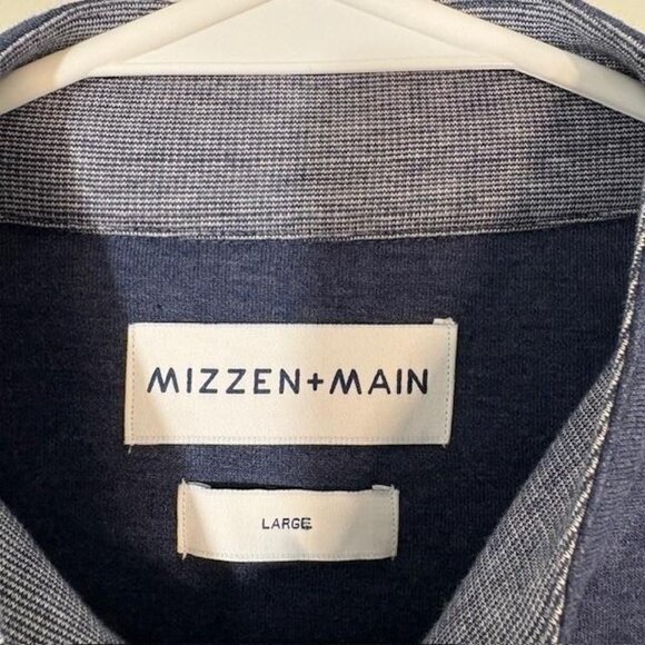 Mizzen+Main Sweater Mens Large Blue Quarter Zip Pullover Mock Neck Casual Knit - Picture 3 of 7